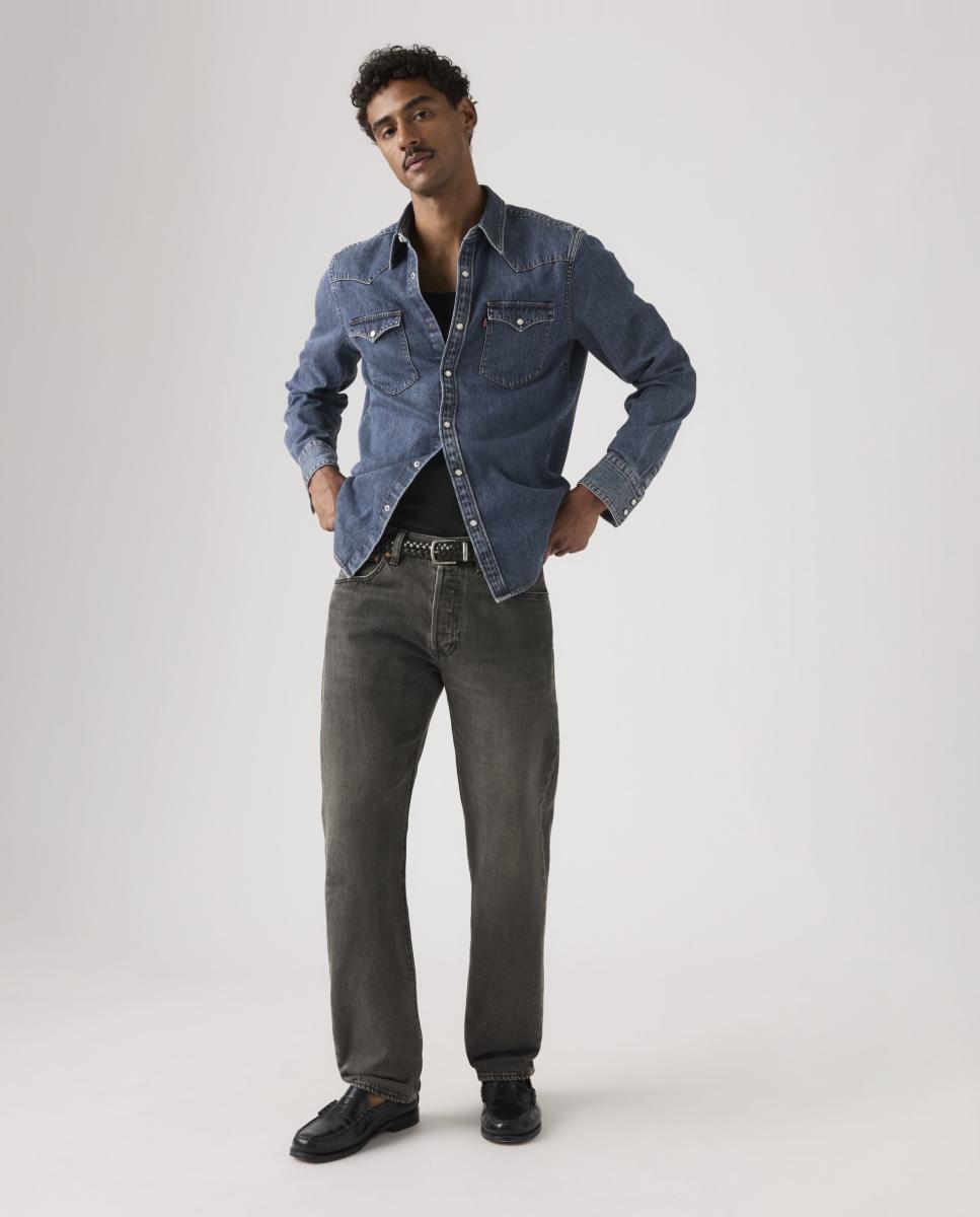 Jeans 501® Original Straight de Algodão Cinzento-escuro-7