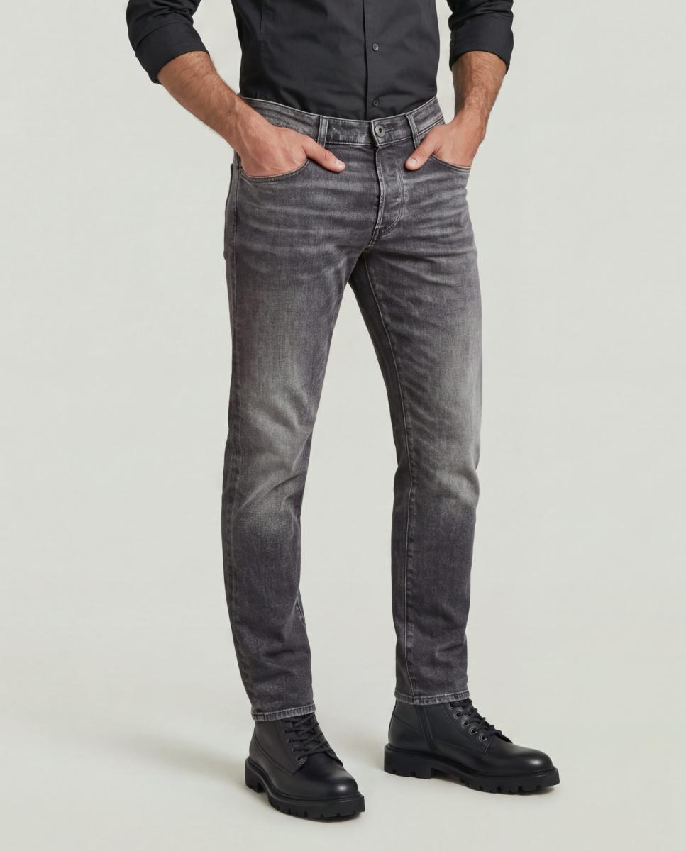 Jeans Modelo 3301 Relaxed Straight Cinzento-2