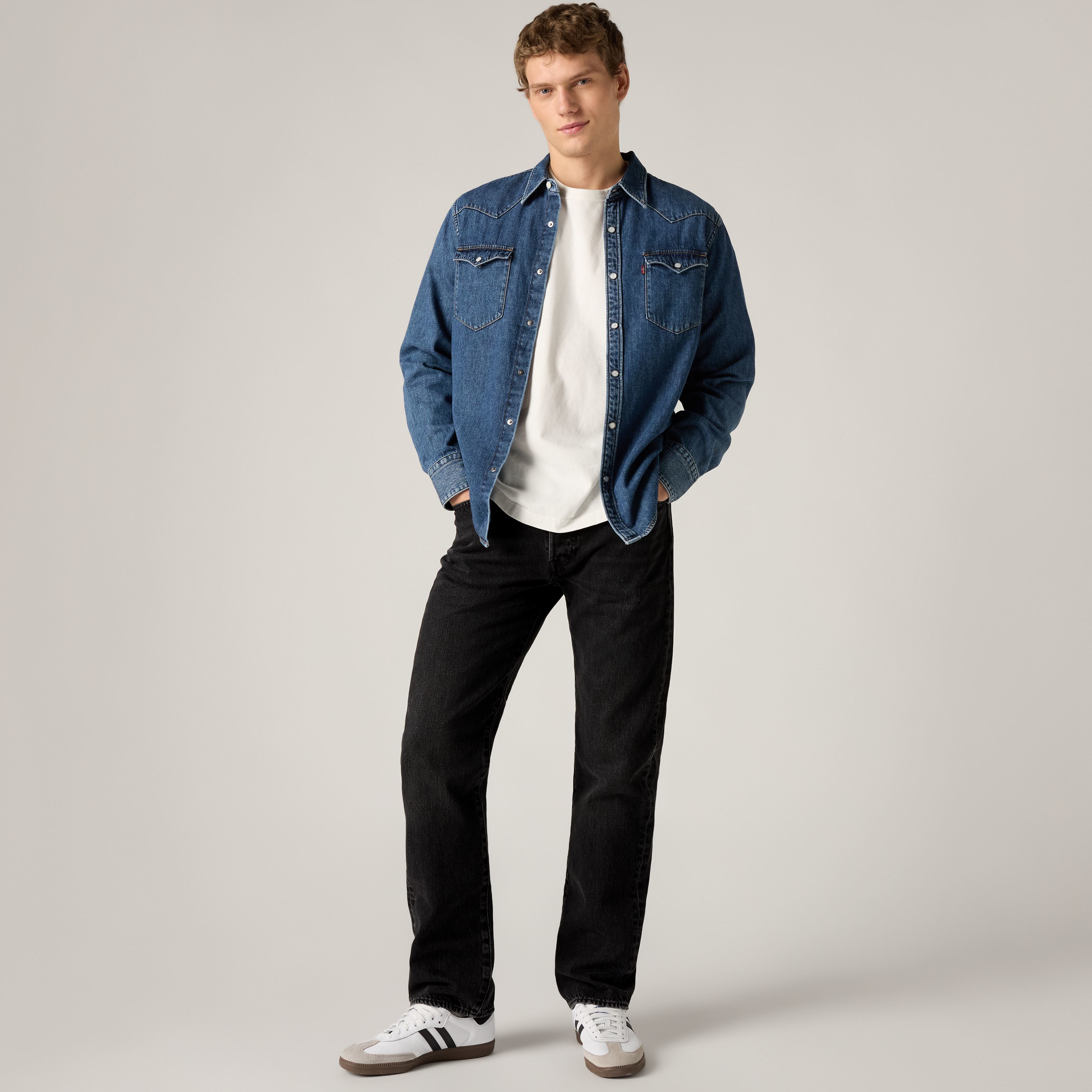 Jeans de homem Levi's 501 regular pretas Preto-7