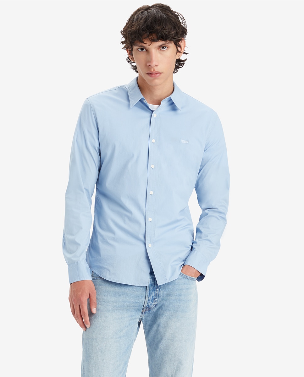 Camisa Clássica com Manga Comprida Azul-1
