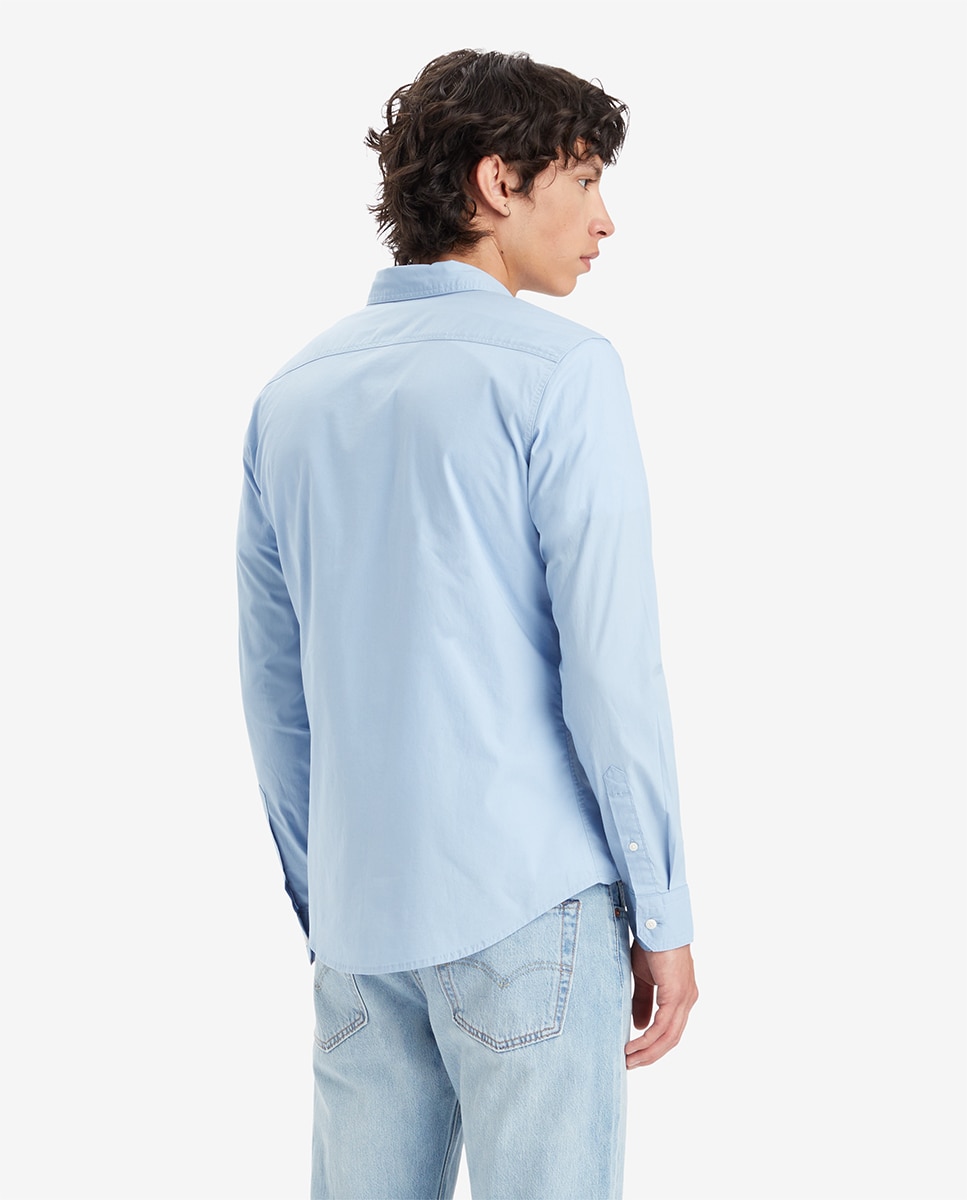 Camisa Clássica com Manga Comprida Azul-2