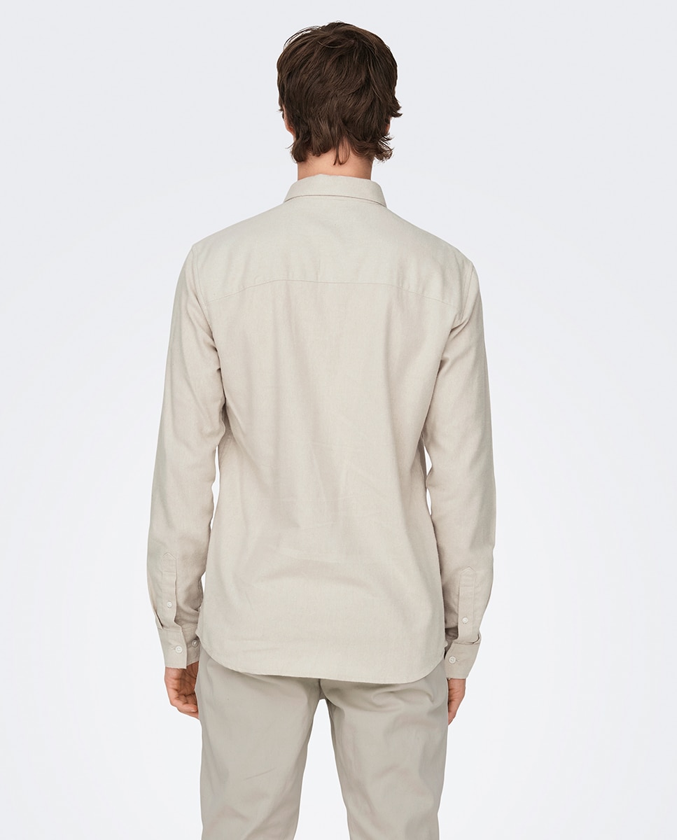 Camisa Slim Fit Bege-2