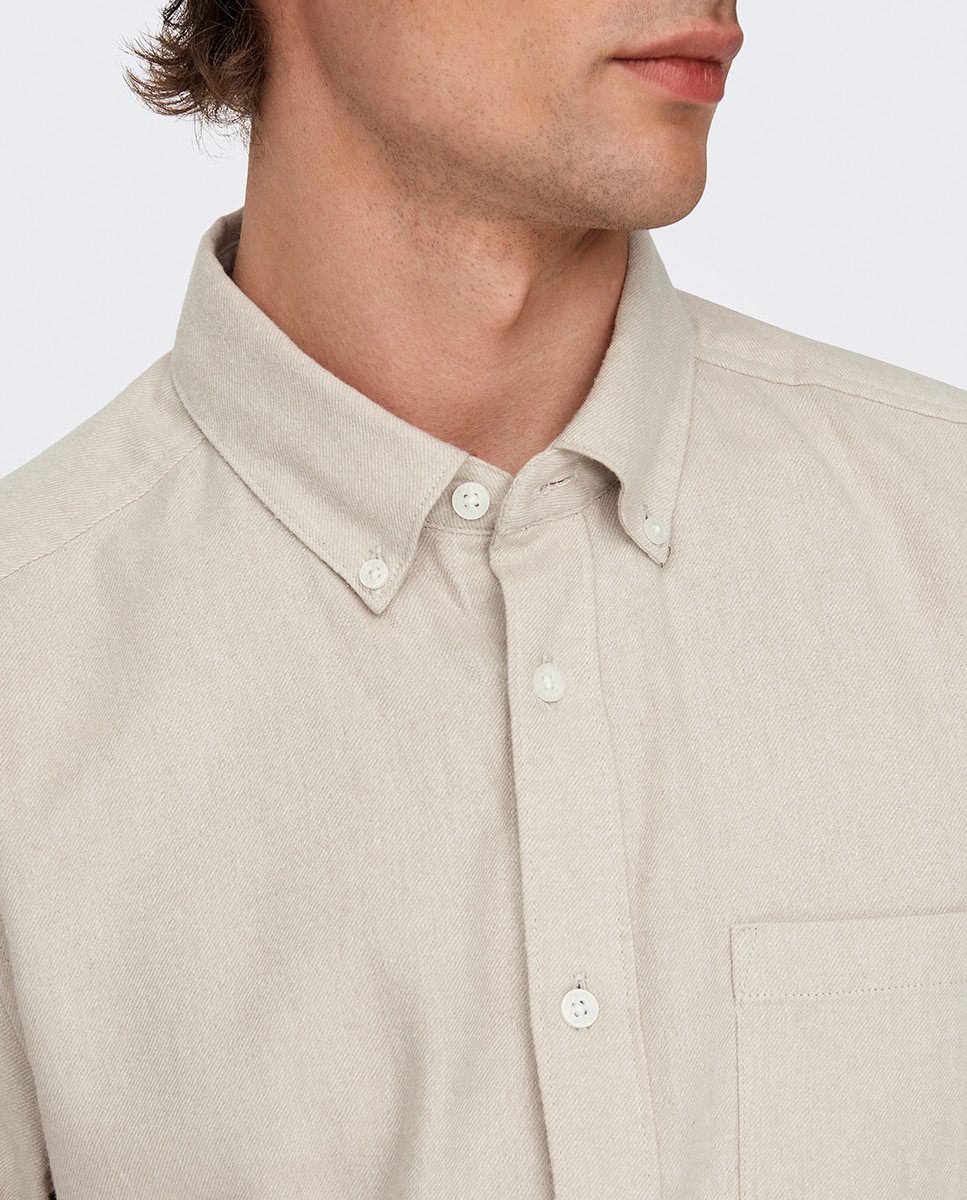 Camisa Slim Fit Bege-4