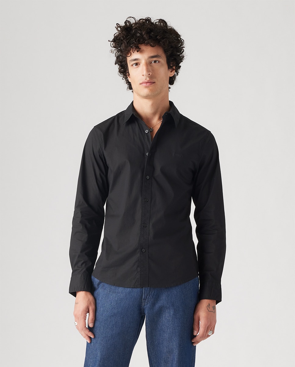 Camisa de Algodão Slim Preto-1