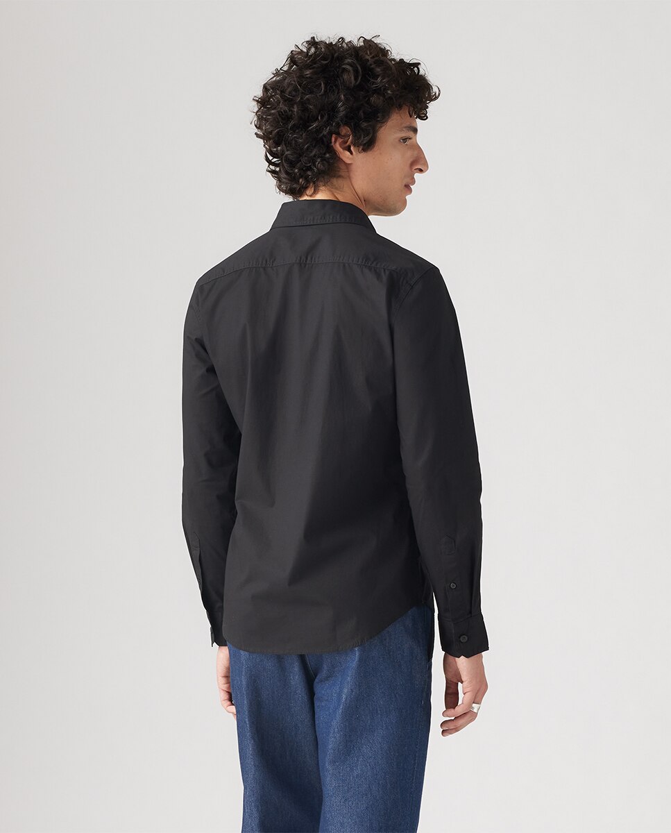 Camisa de Algodão Slim Preto-2
