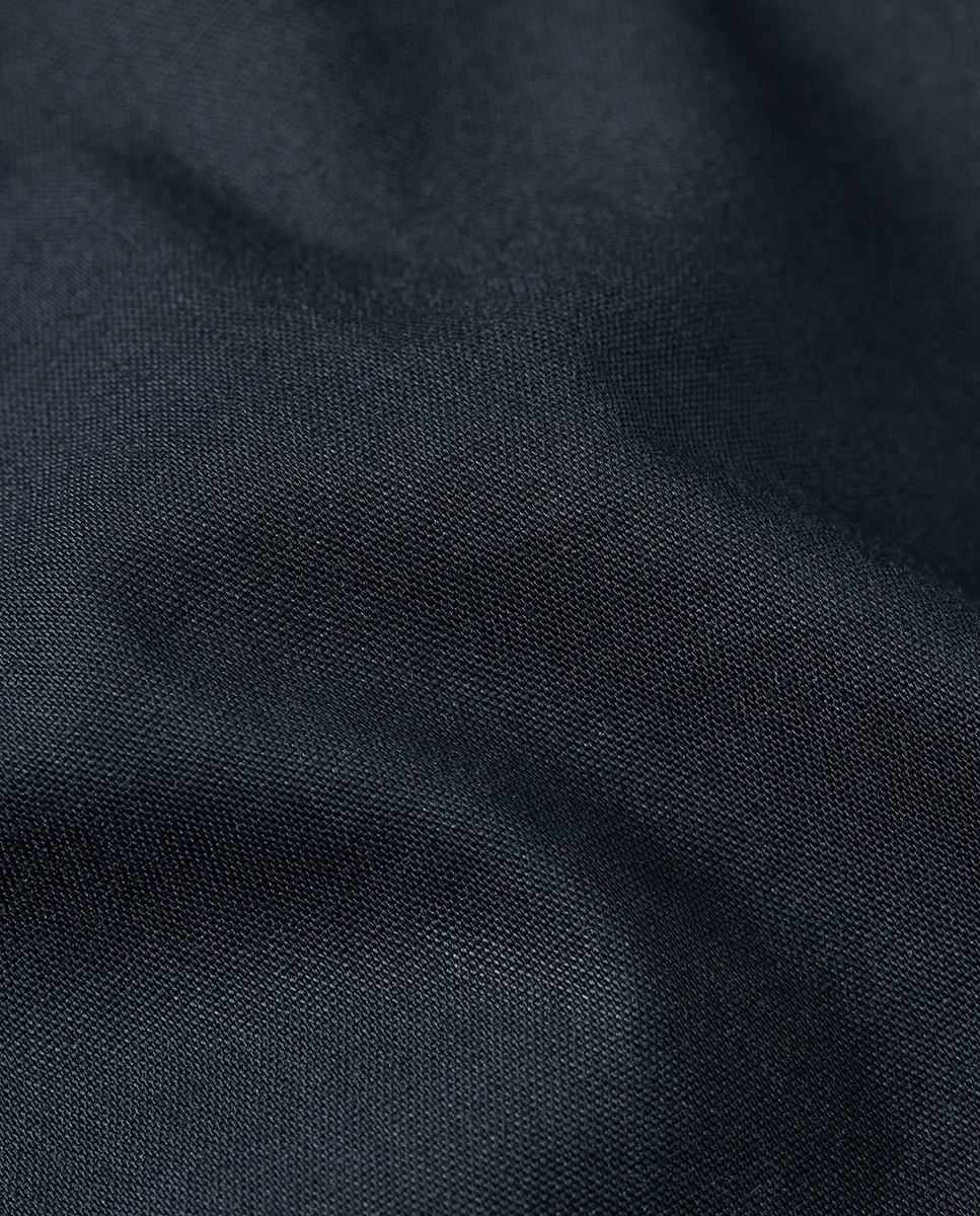 Camisa de Manga Comprida e Corte Justo Azul-marinho-5