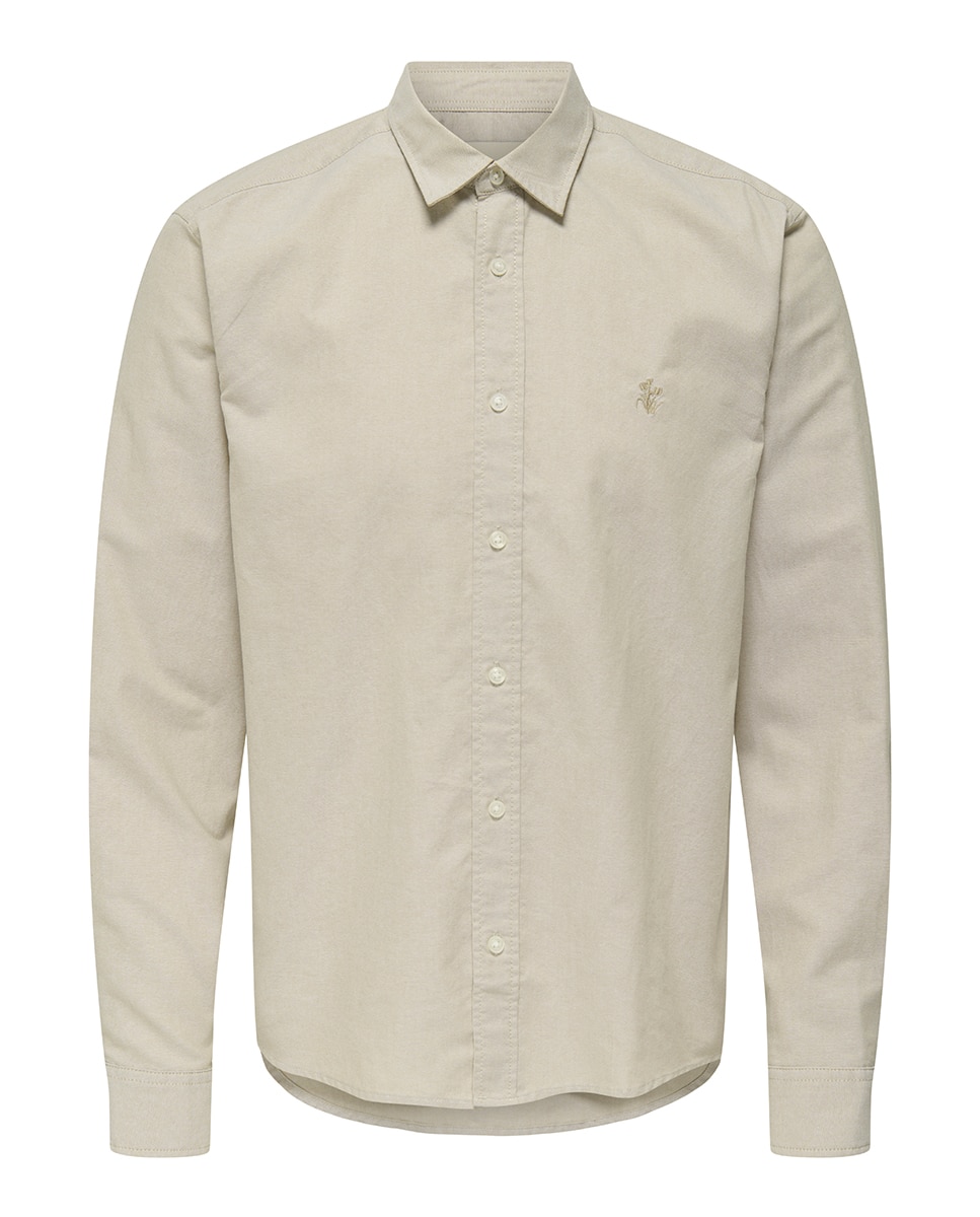 Camisa Regular Fit com Manga Comprida Cru-1