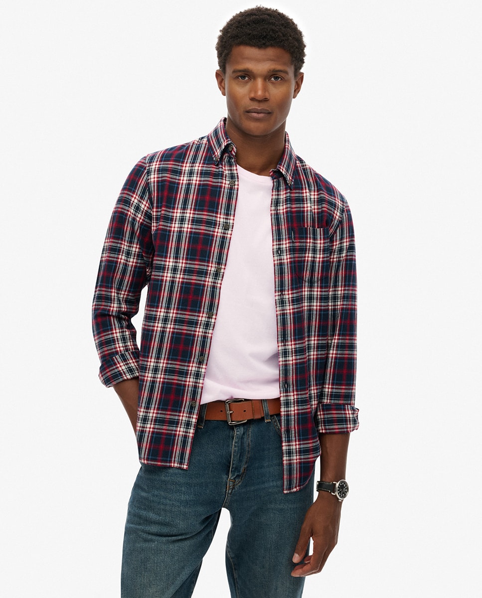 Camisa aos Quadrados Vintage Azul-marinho-1