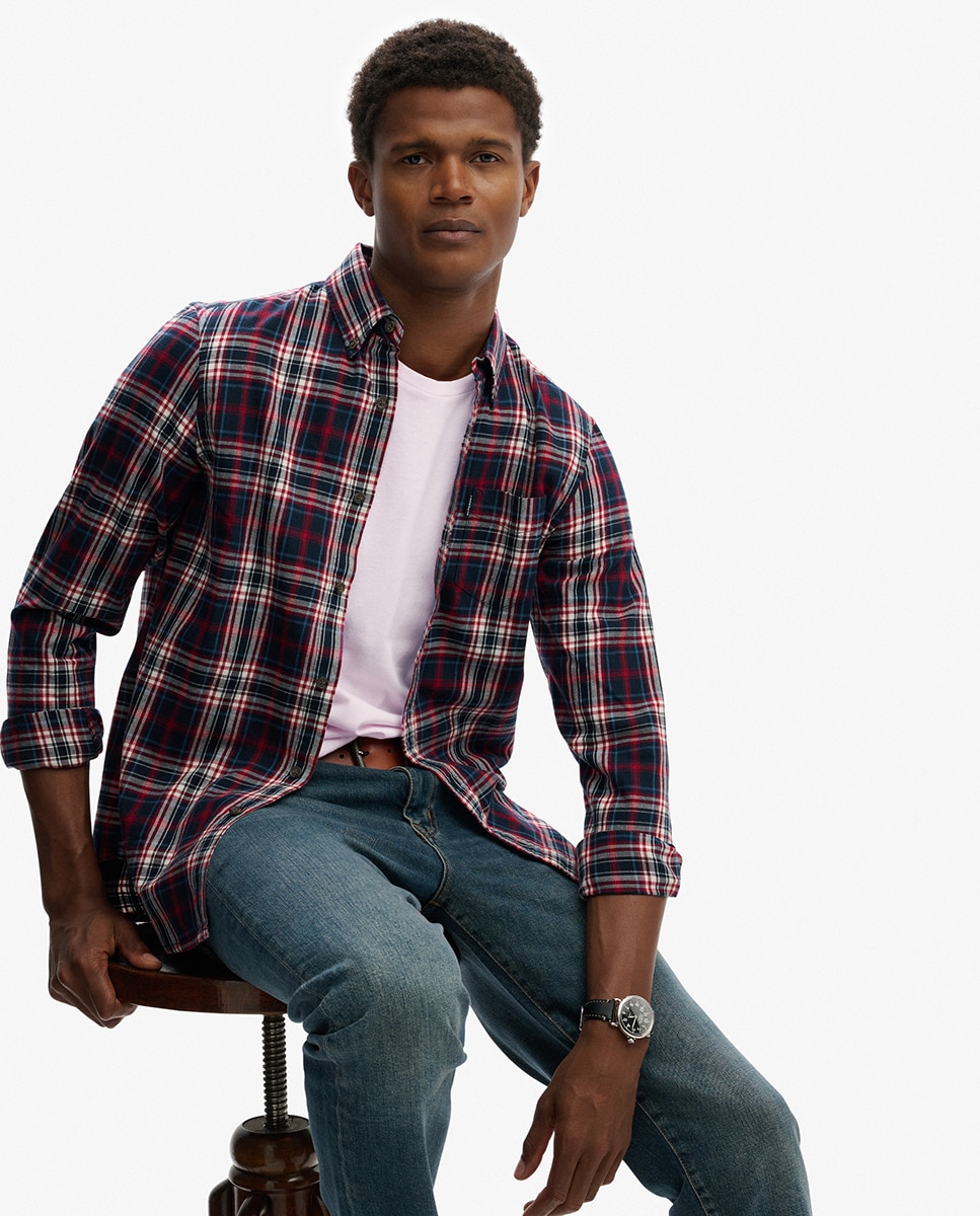 Camisa aos Quadrados Vintage Azul-marinho-3