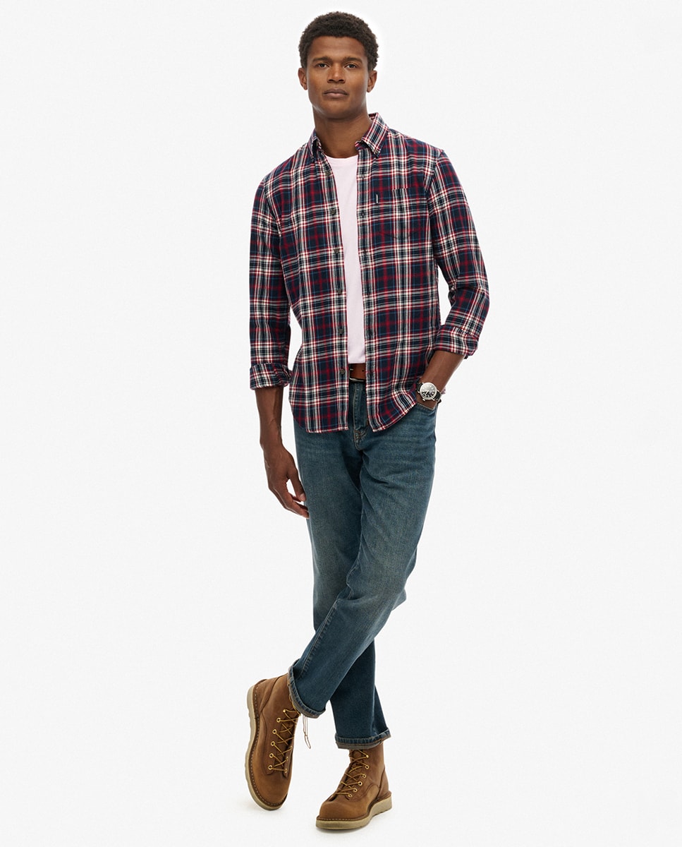 Camisa aos Quadrados Vintage Azul-marinho-4