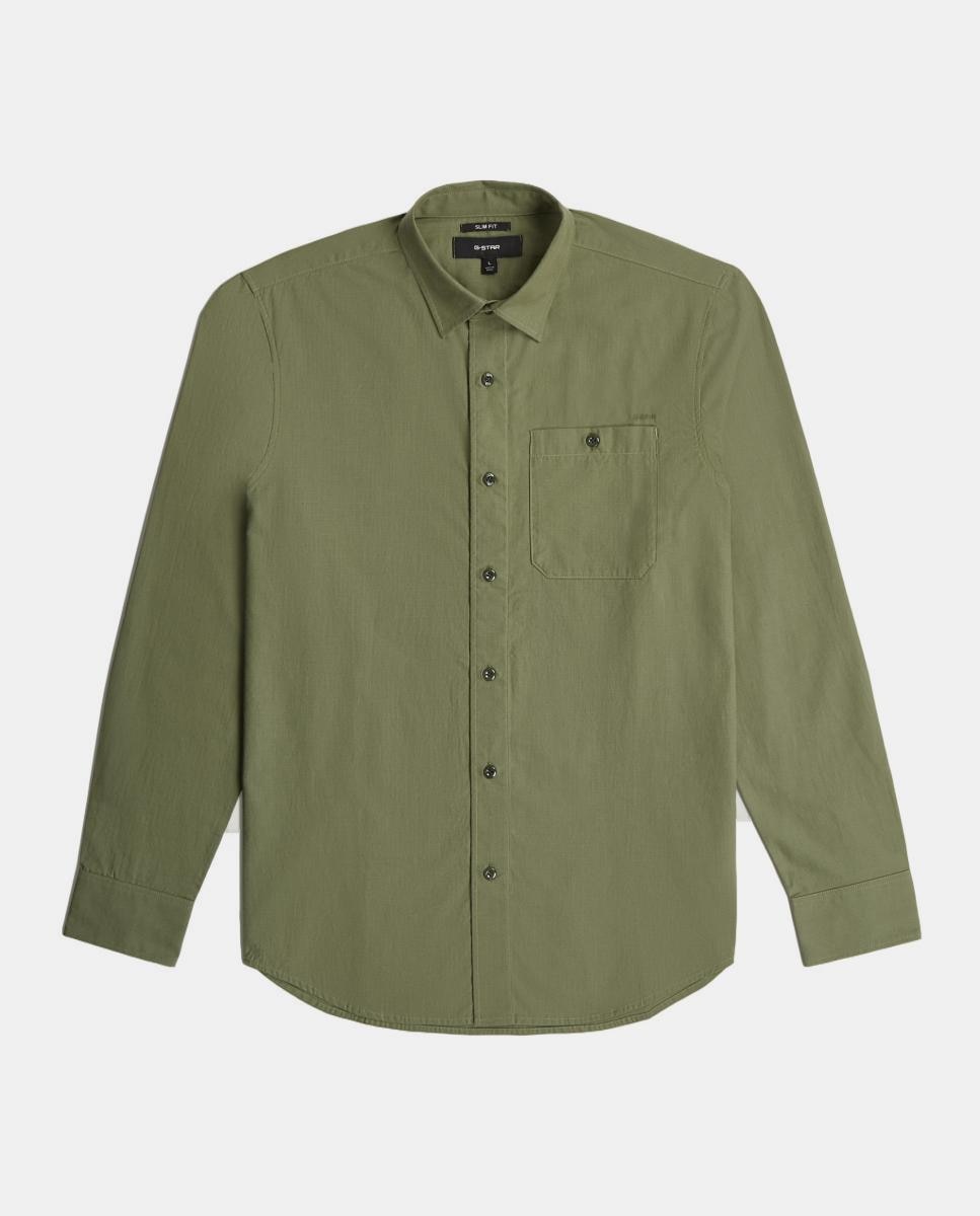 Camisa de Manga Comprida e Corte Justo Verde-6