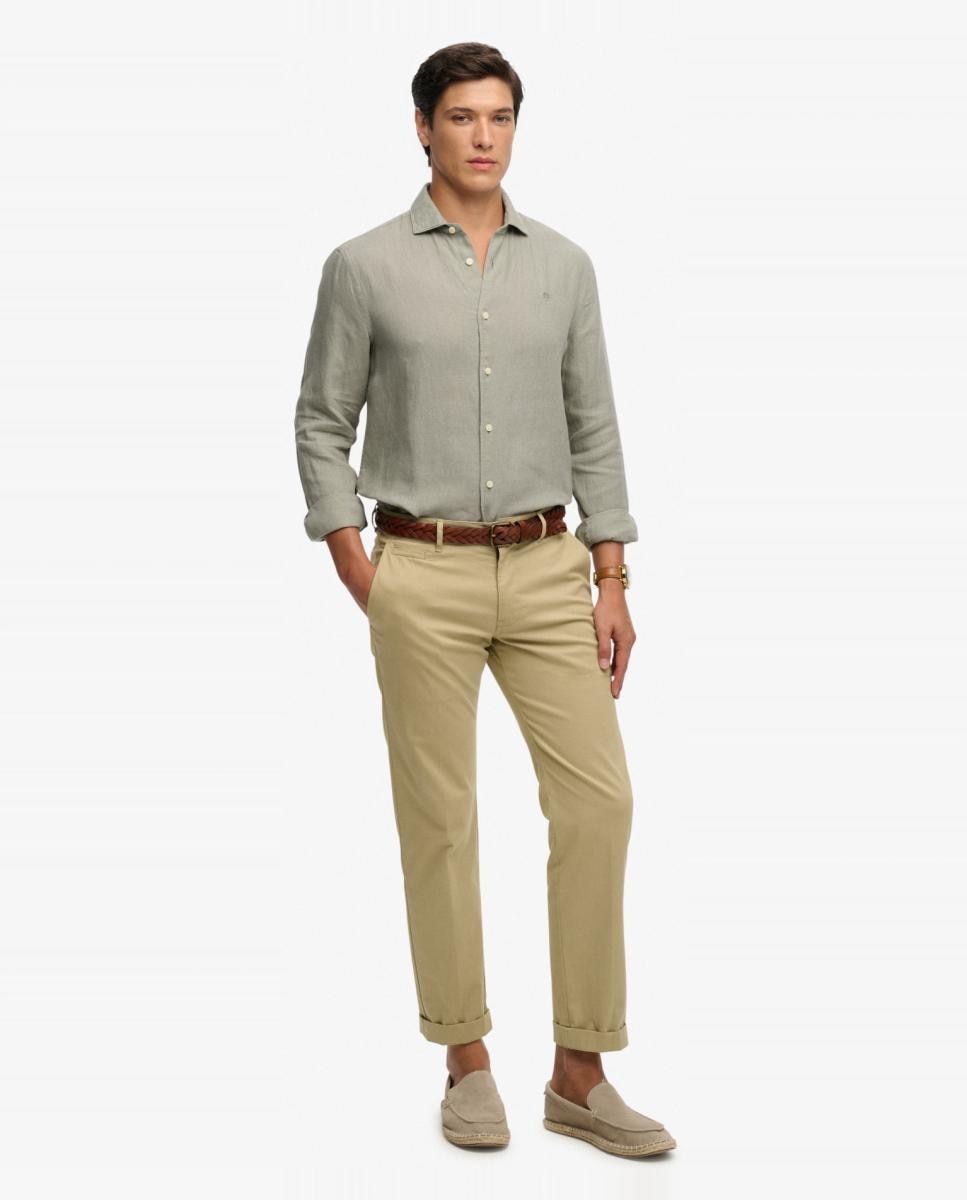 Camisa Riviera de Linho com Manga Comprida Verde-5