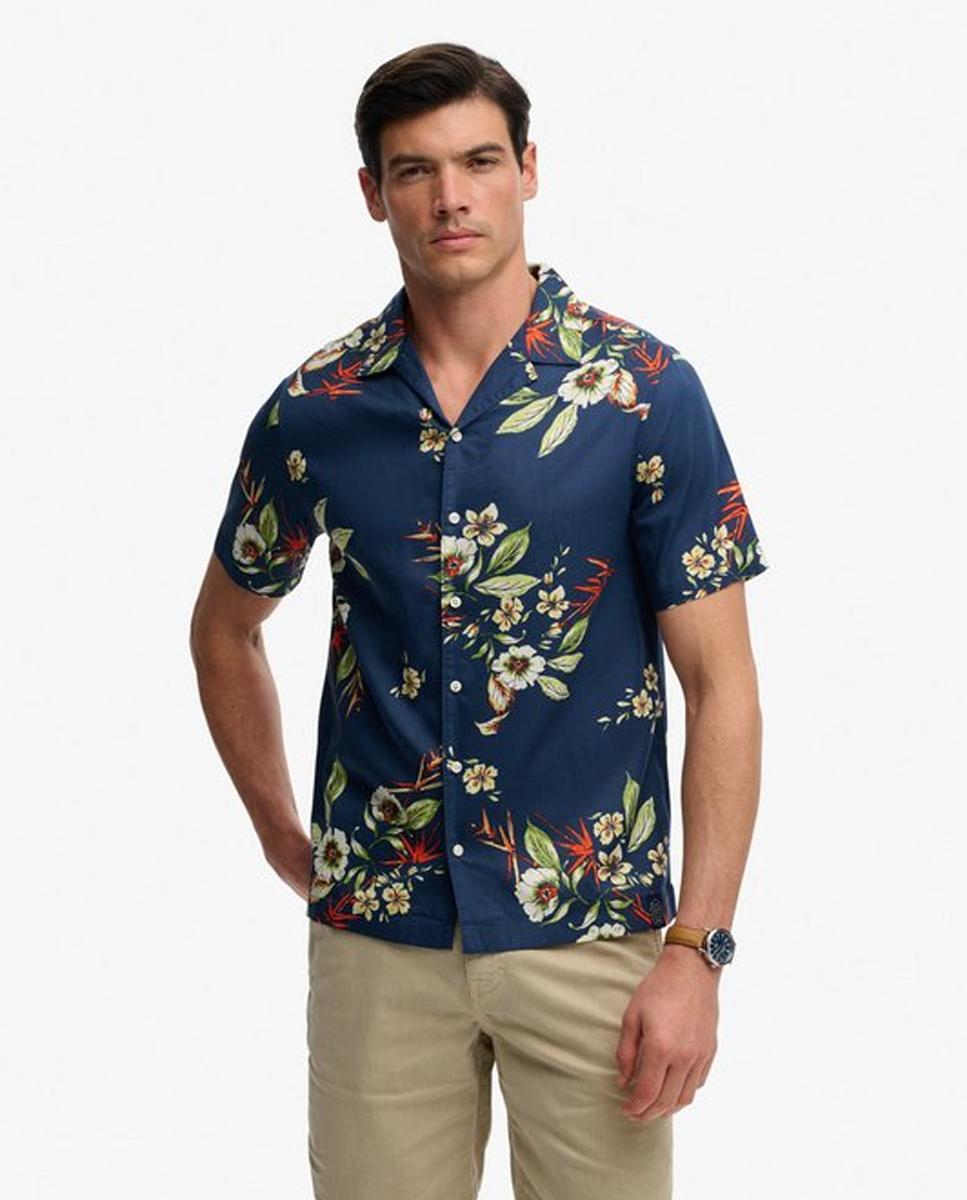 Imagem 0 de Camisa com Estampado Havaiano e Manga Curta
