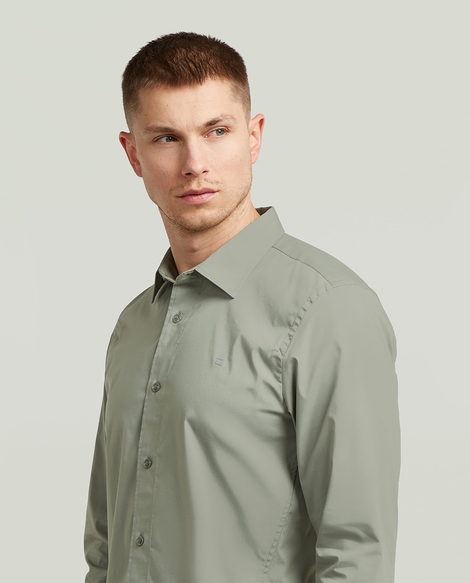Camisa de Manga Comprida e Corte Justo Verde-3