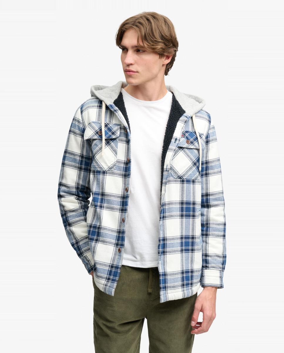 Sobrecamisa con capucha de hombre y forro - Superdry - Blanco Blanco-3