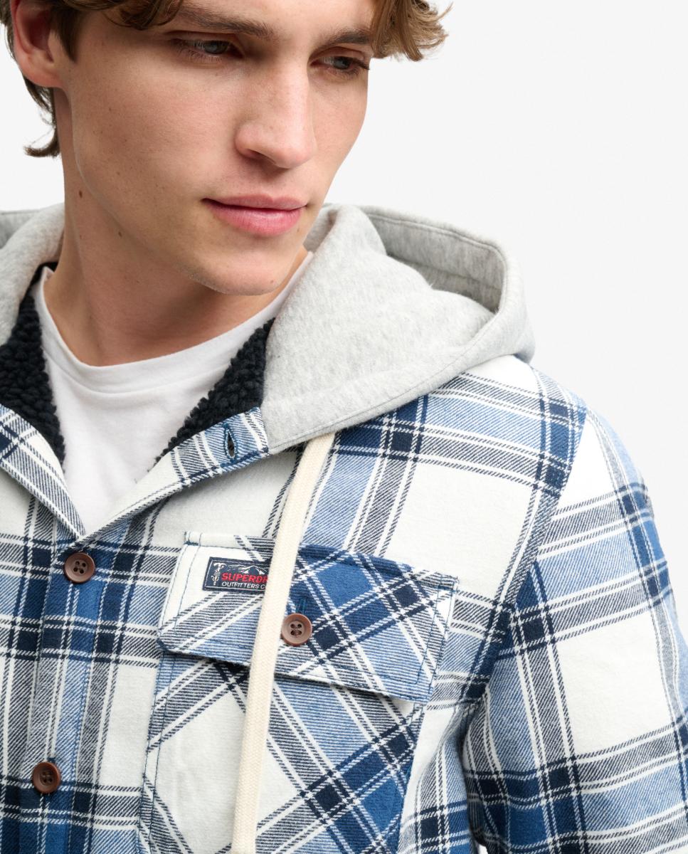 Sobrecamisa con capucha de hombre y forro - Superdry - Blanco Blanco-4
