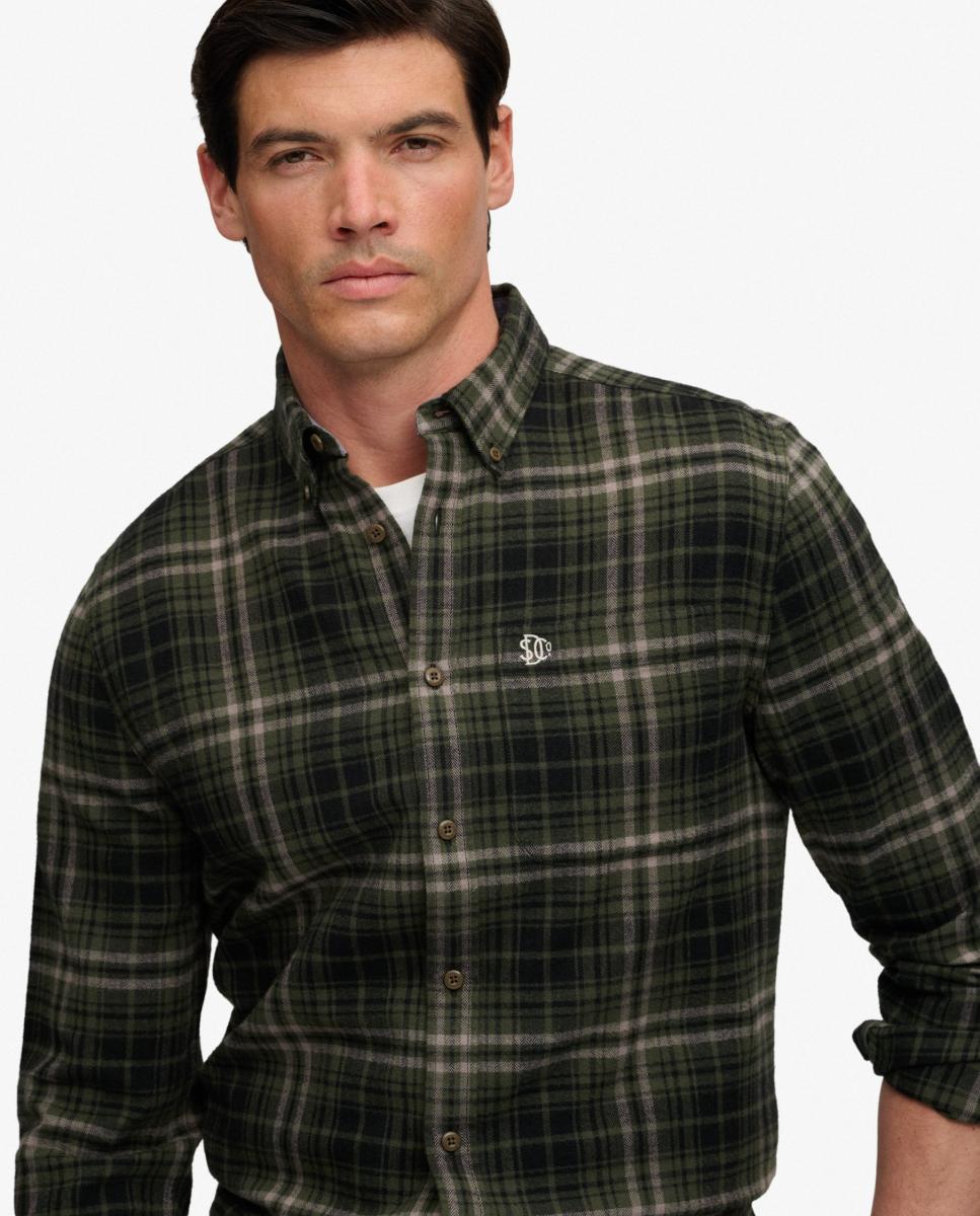 Camisa de Algodão Lumberjack com Manga Comprida Verde-3