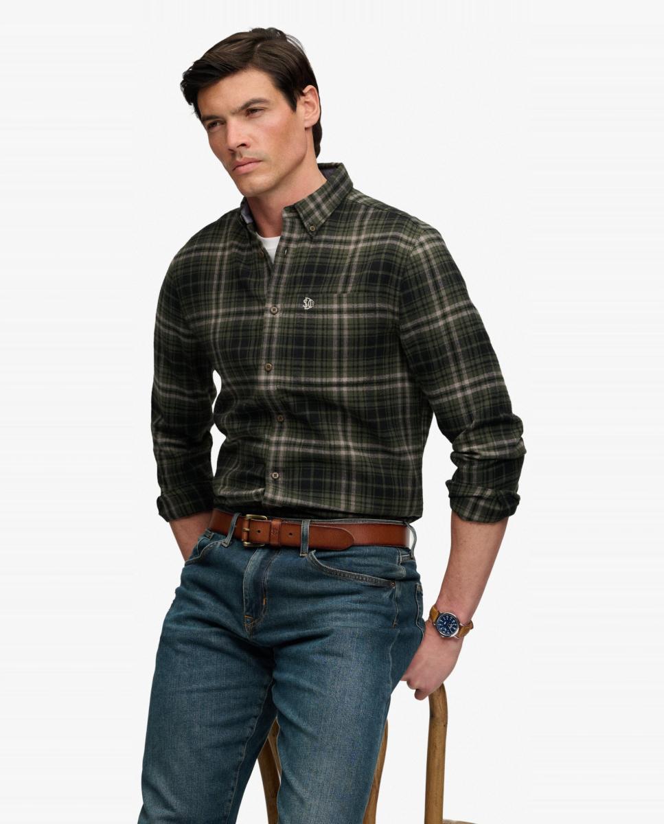 Camisa de Algodão Lumberjack com Manga Comprida Verde-4
