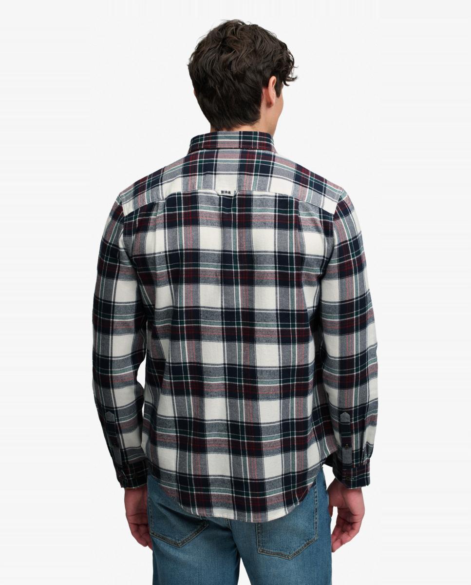 Camisa de hombre de algodón Lumberjack de manga larga - Superdry - Blanco Blanco-2