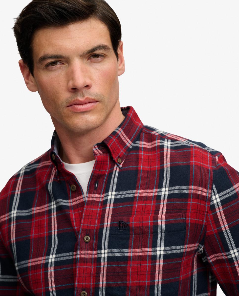 Camisa de hombre de algodón Lumberjack de manga larga - Superdry - Azul Azul-3