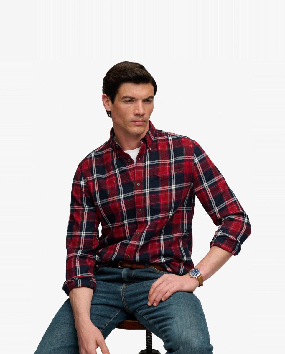 Camisa de hombre de algodón Lumberjack de manga larga - Superdry - Azul Azul-4