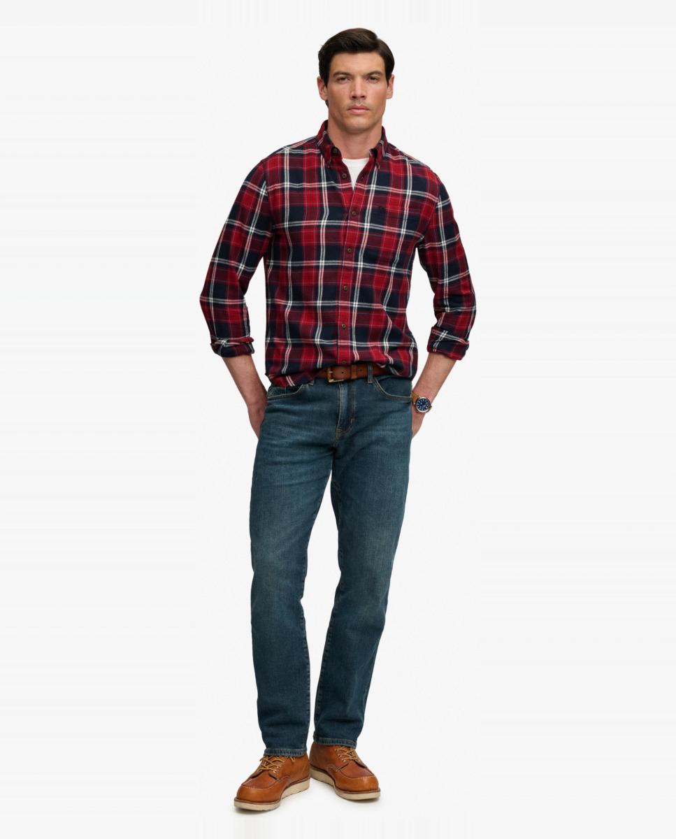 Camisa de hombre de algodón Lumberjack de manga larga - Superdry - Azul Azul-5