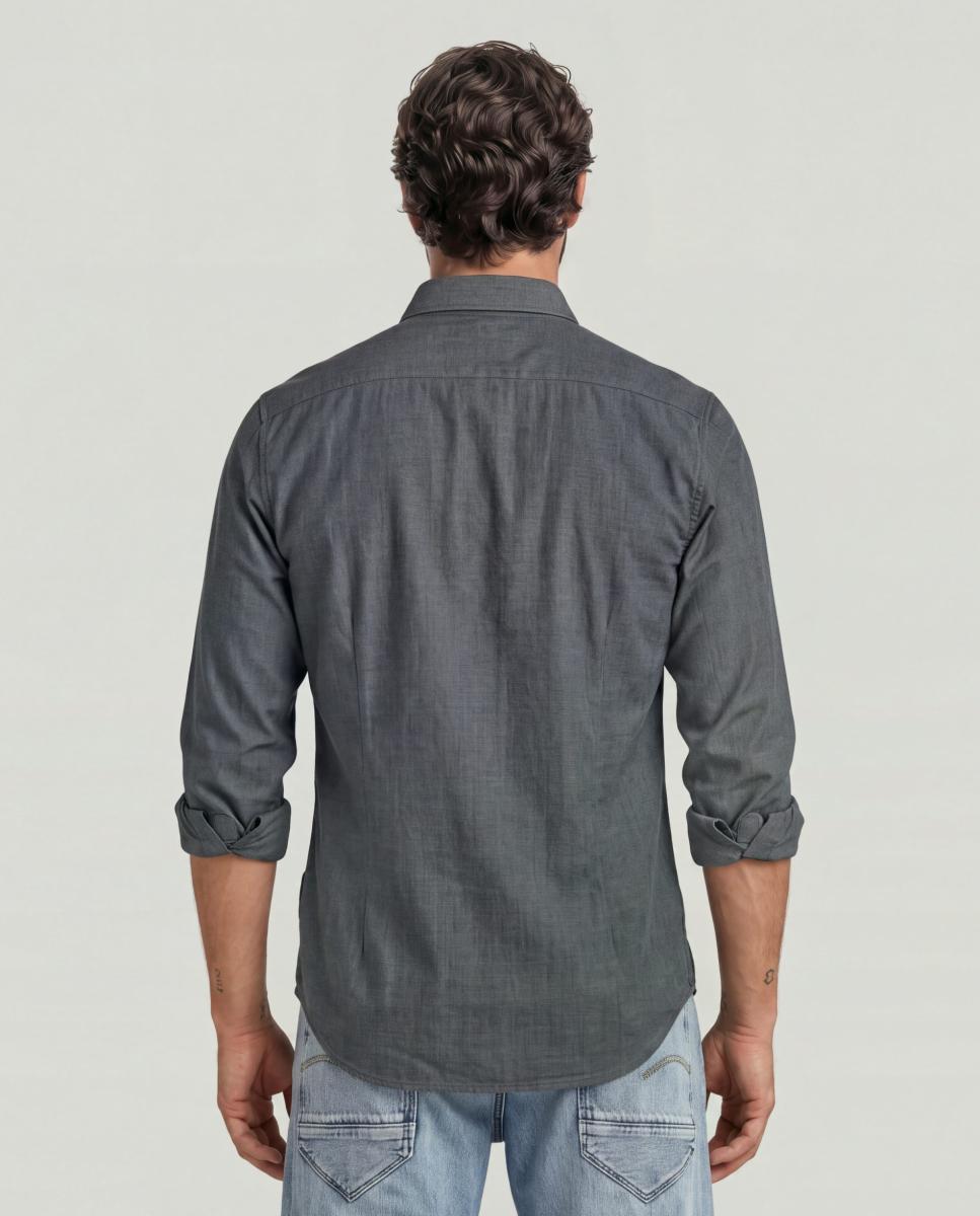 Camisa de Manga Comprida e Corte Cintado Cinzento-escuro-2