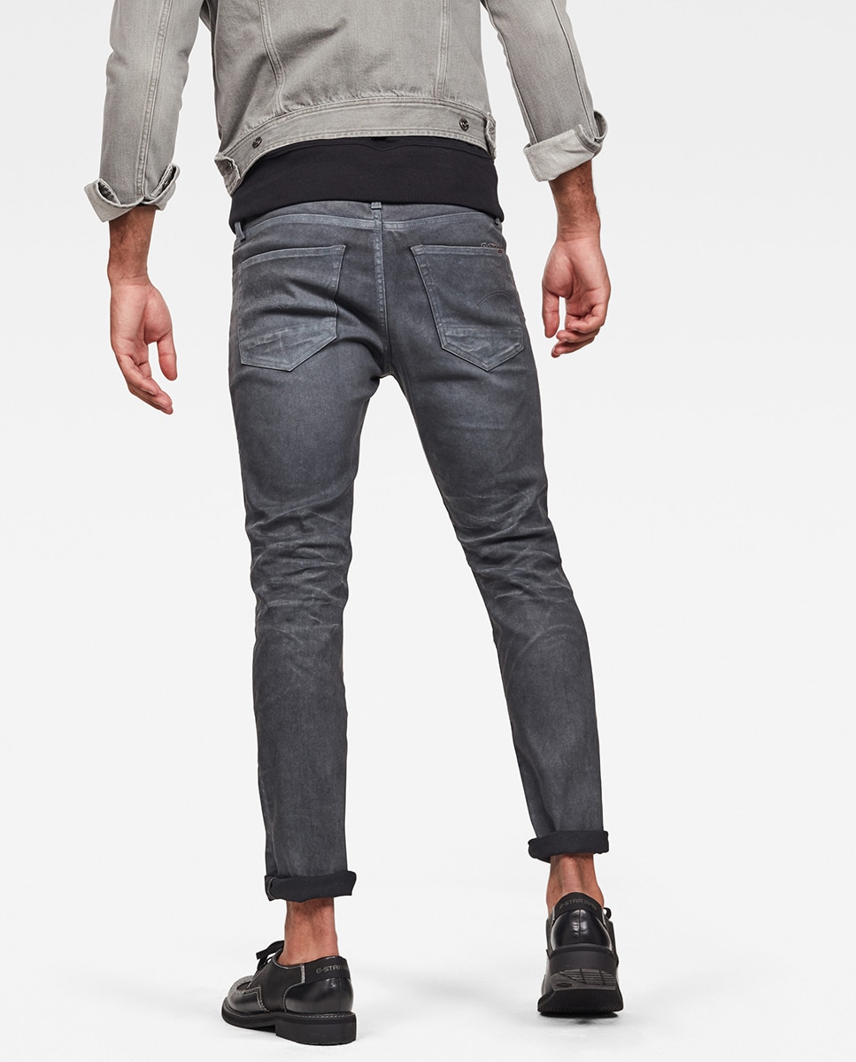 Jeans 3301 slim pretas de homem Preto-2