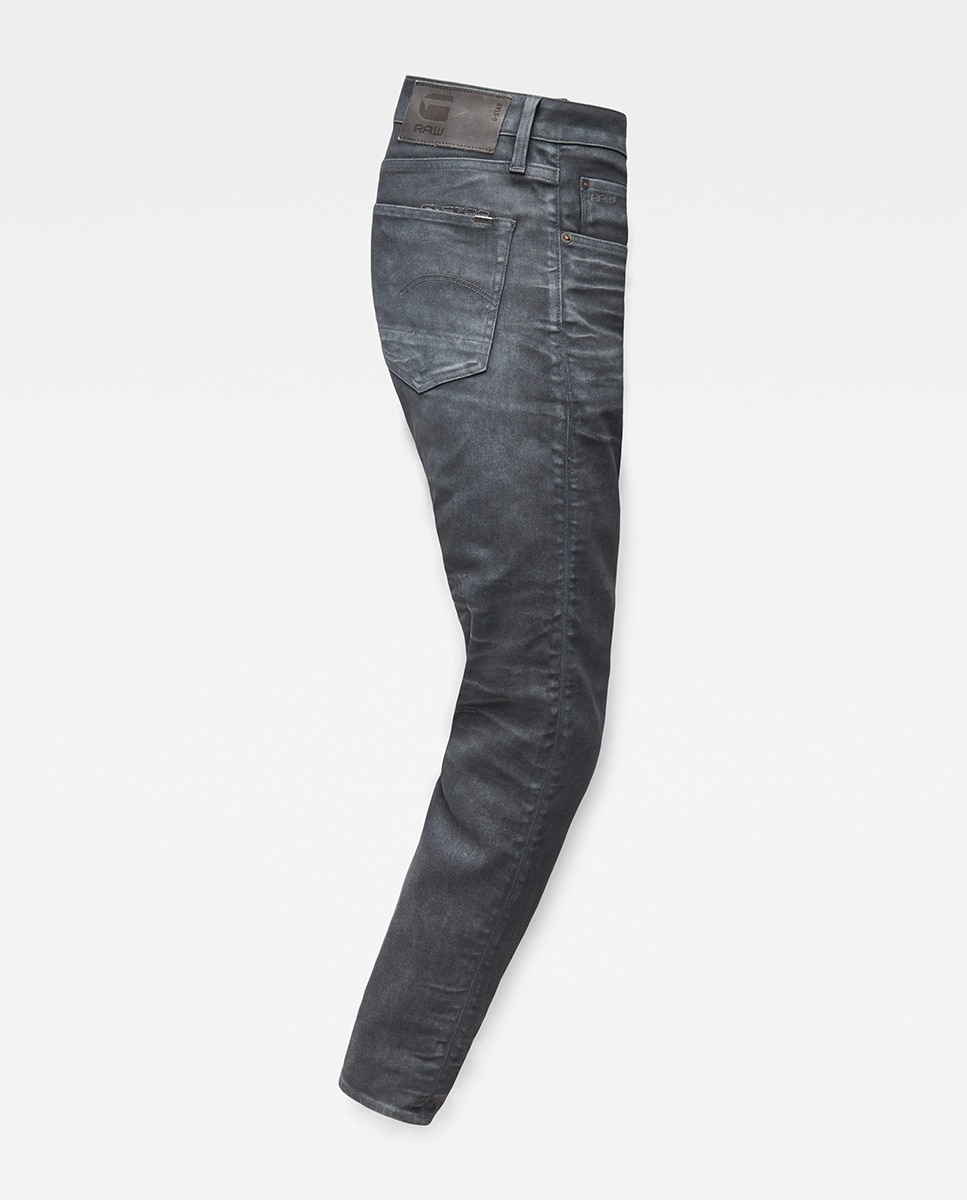 Jeans 3301 slim pretas de homem Preto-6