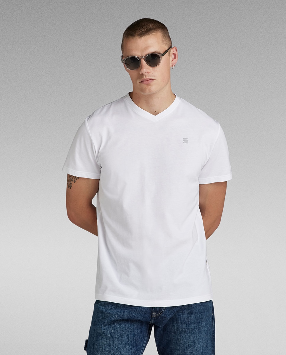 T-shirt de algodão ecológico transpirável com manga curta Branco-1