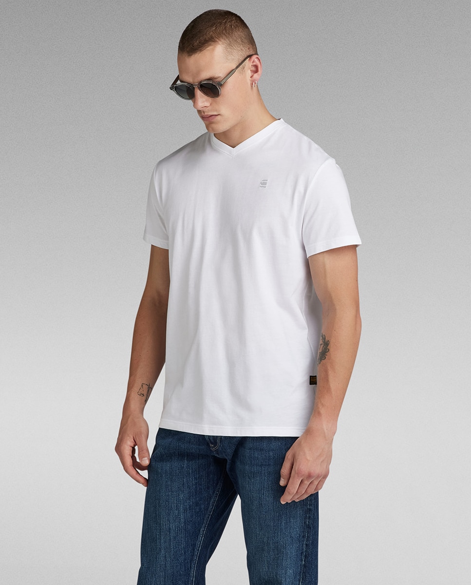 T-shirt de algodão ecológico transpirável com manga curta Branco-3