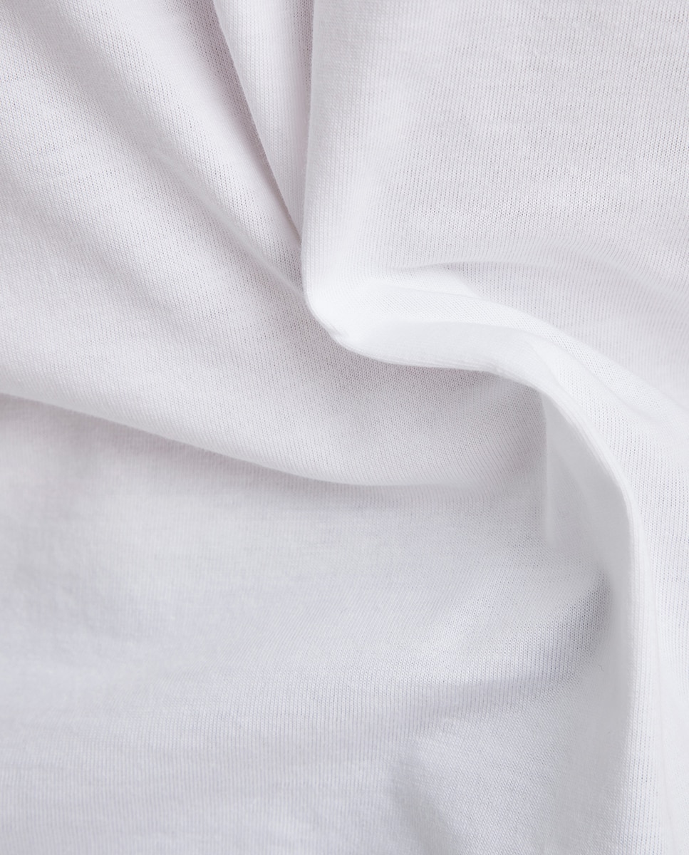 T-shirt de algodão ecológico transpirável com manga curta Branco-5