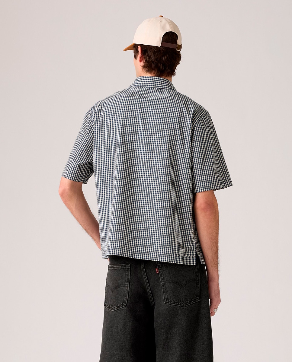 Camisa Cropped de Manga Curta Azul-2