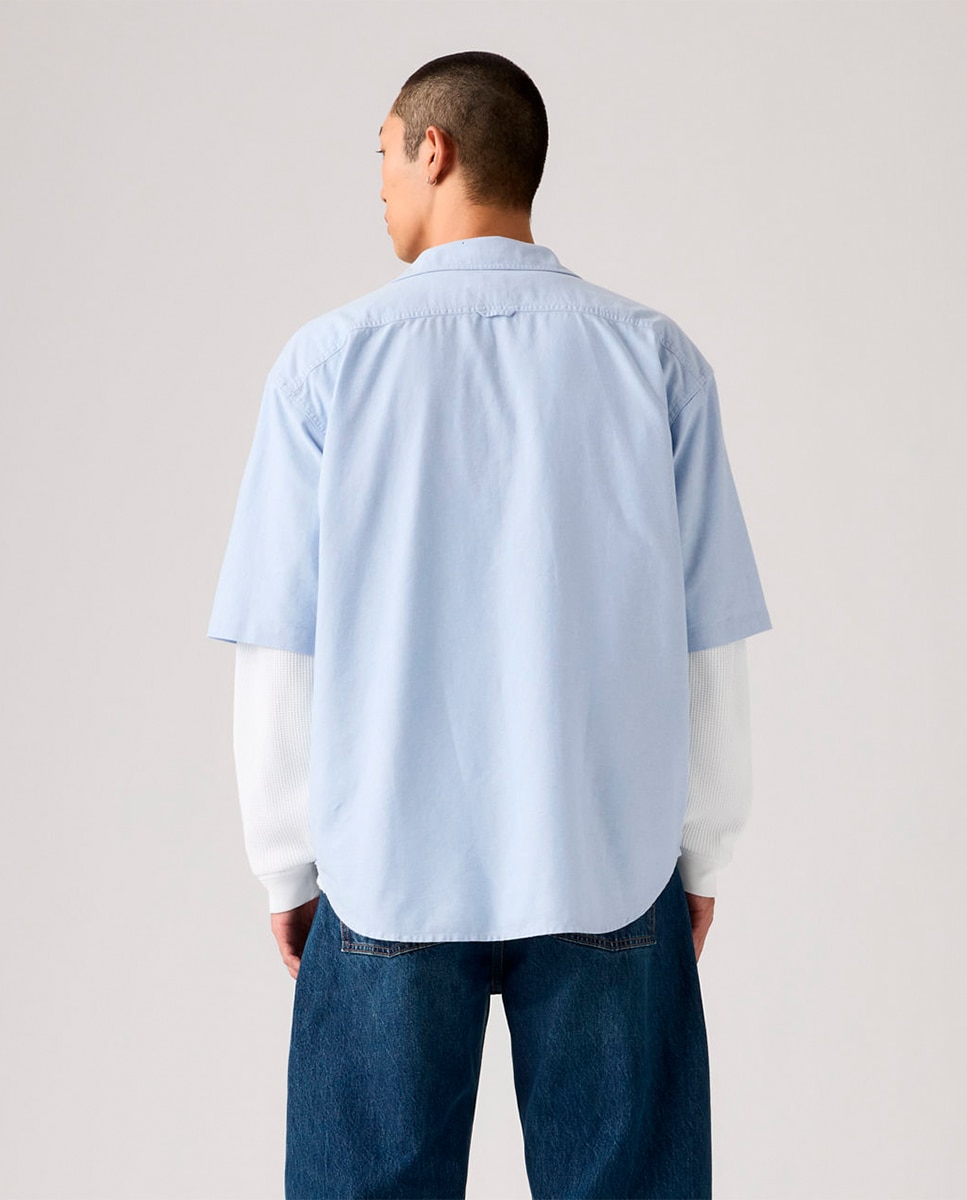 Camisa 100% Algodão com Manga Curta Azul-claro-2