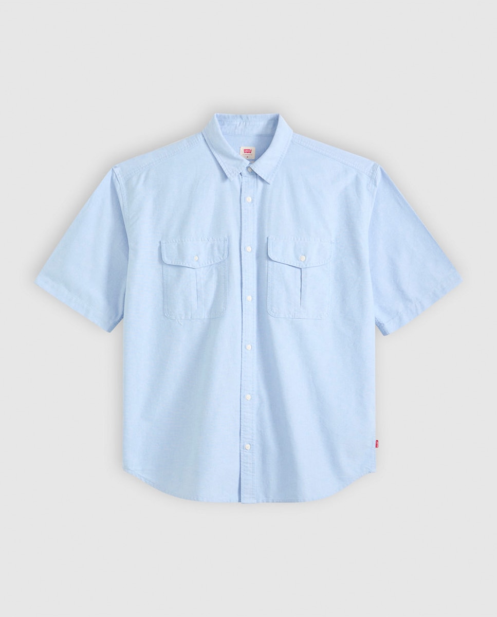Camisa 100% Algodão com Manga Curta Azul-claro-3