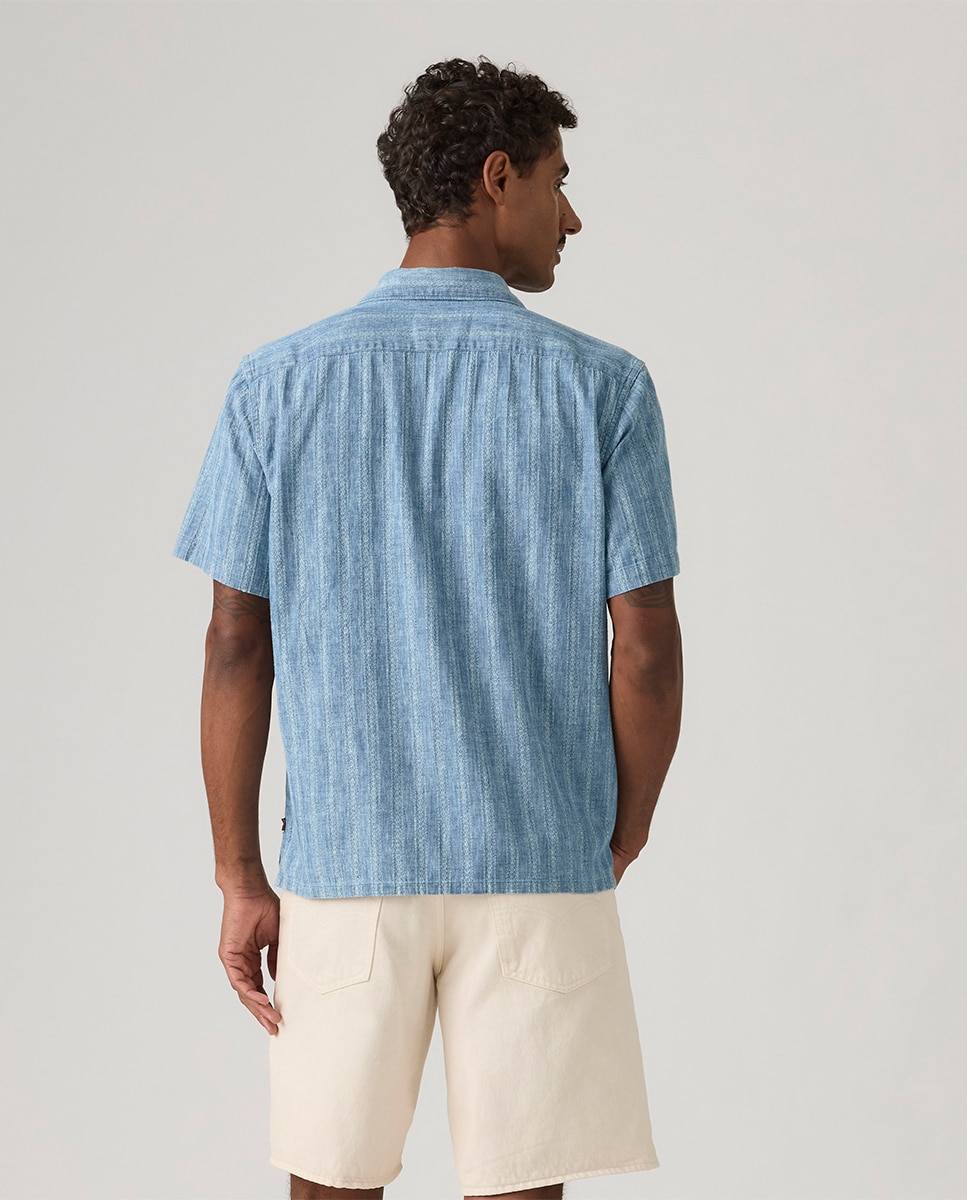 Camisa 100% Algodão com Manga Curta Azul-2