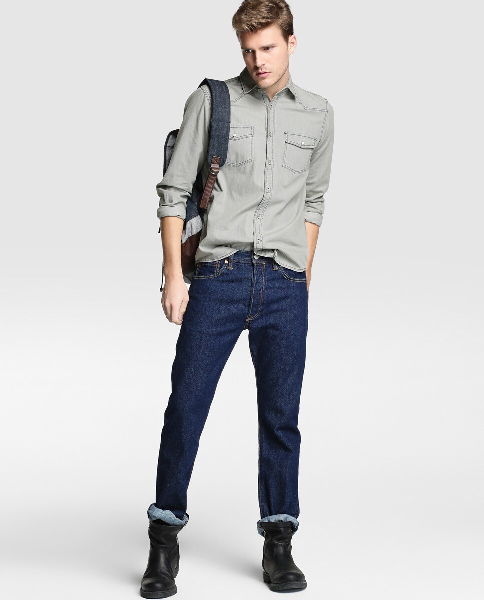 Jeans de homem 501 regular azuis Azul-4