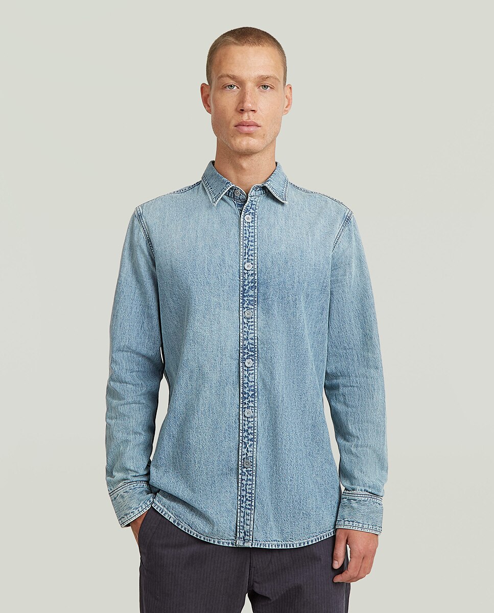 Camisa Slim de Corte Justo Azul-1