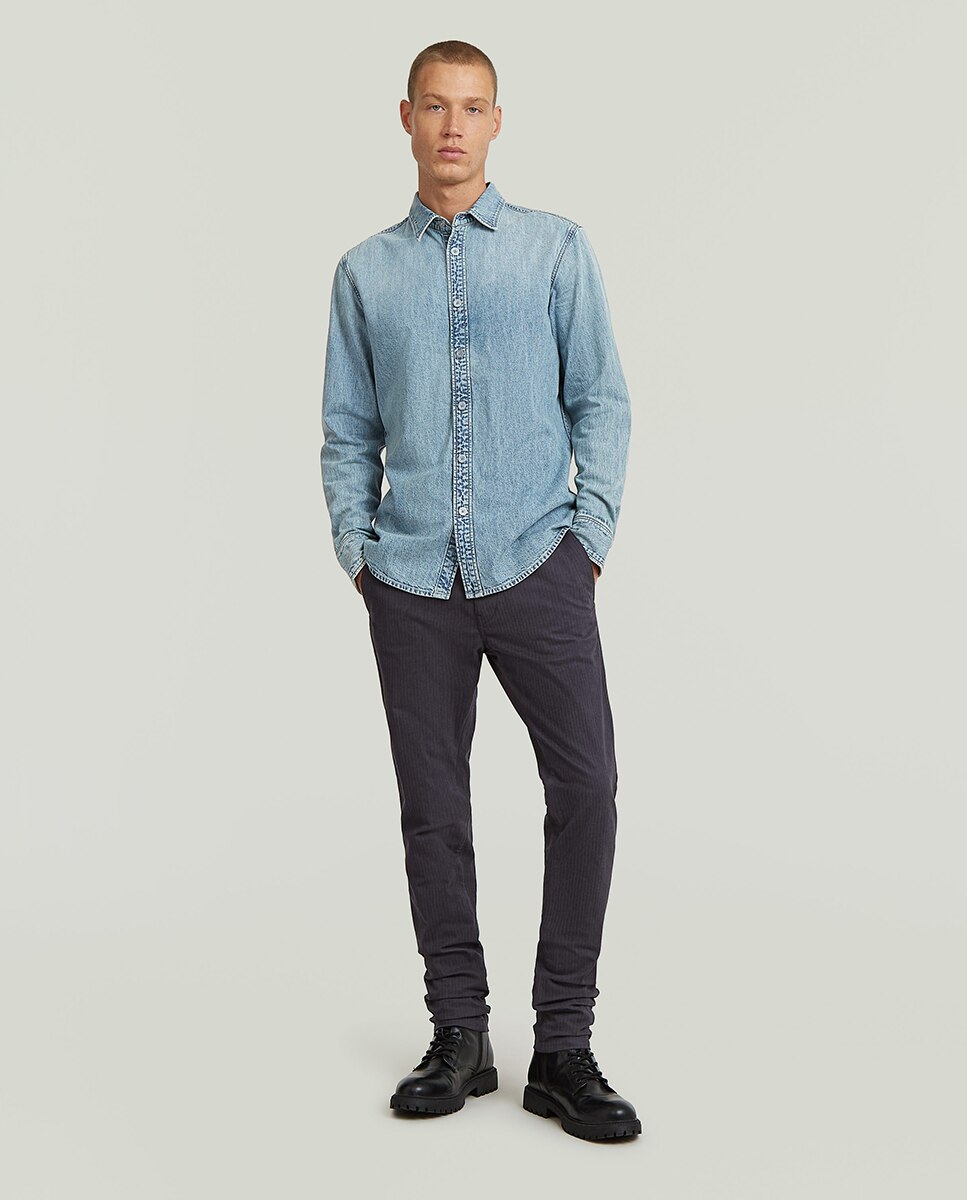 Camisa Slim de Corte Justo Azul-4