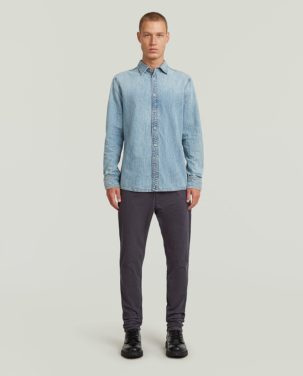 Camisa Slim de Corte Justo Azul-7