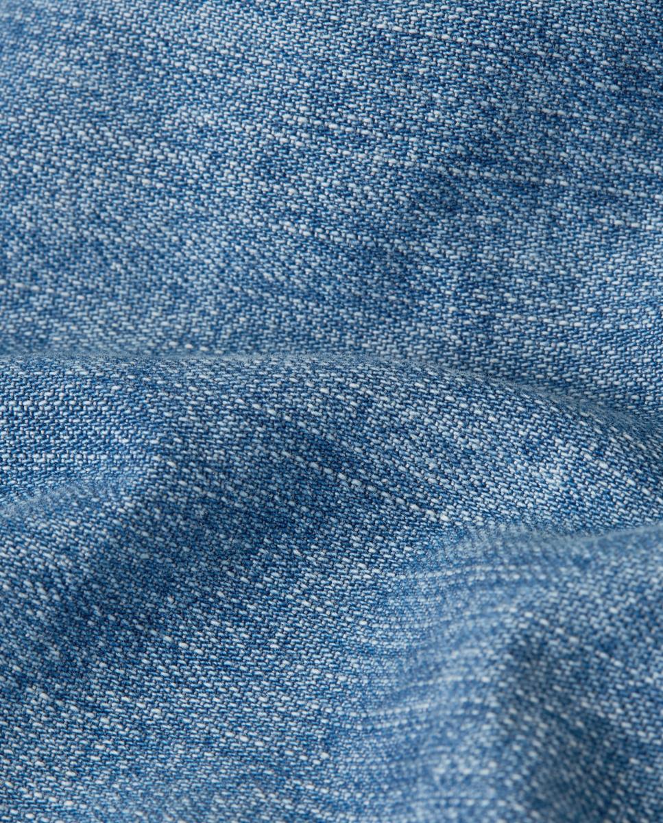 Camisa de Ganga Justa com Manga Comprida Azul-5