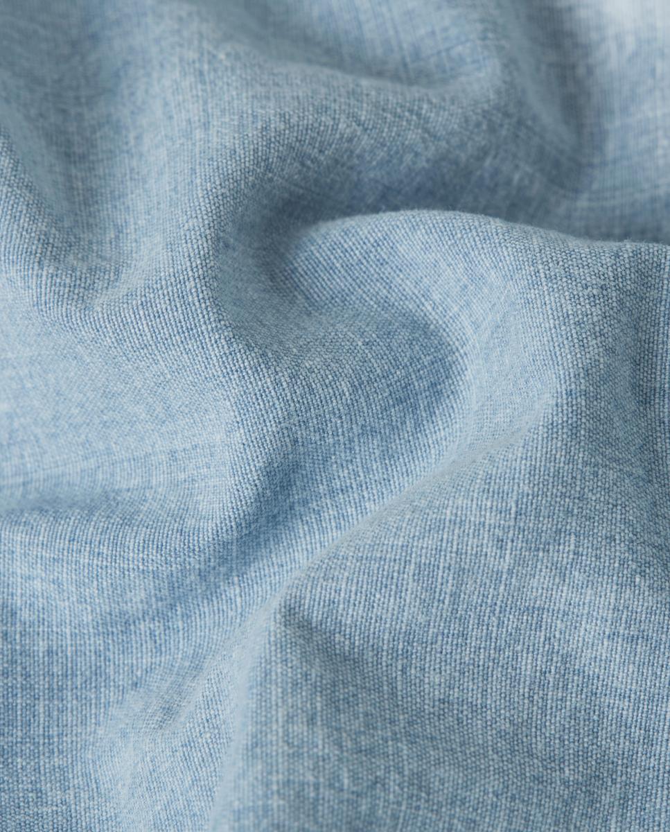 Camisa de Ganga Justa com Manga Comprida Azul-5