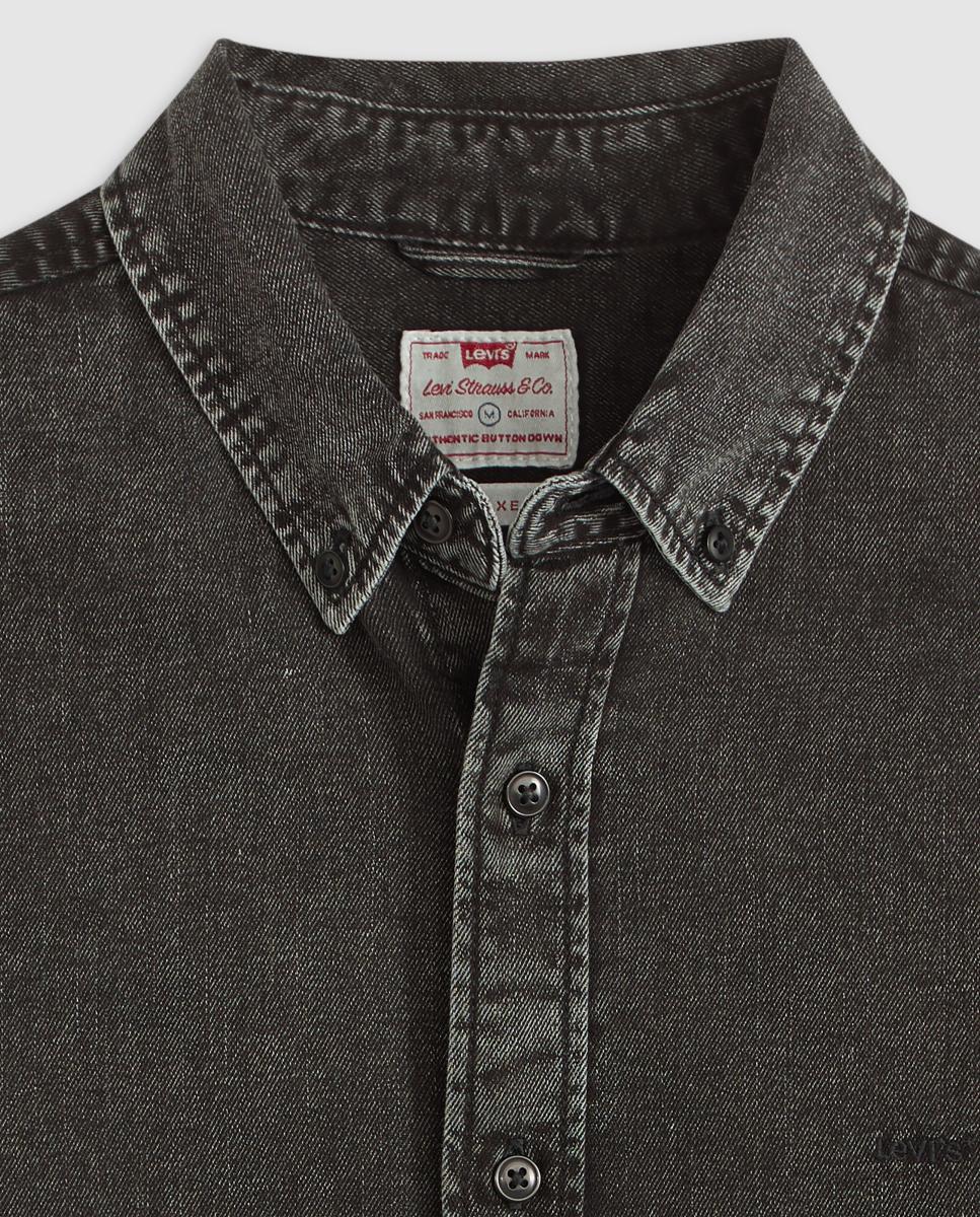 Camisa de ganga com manga comprida Cinzento-escuro-6