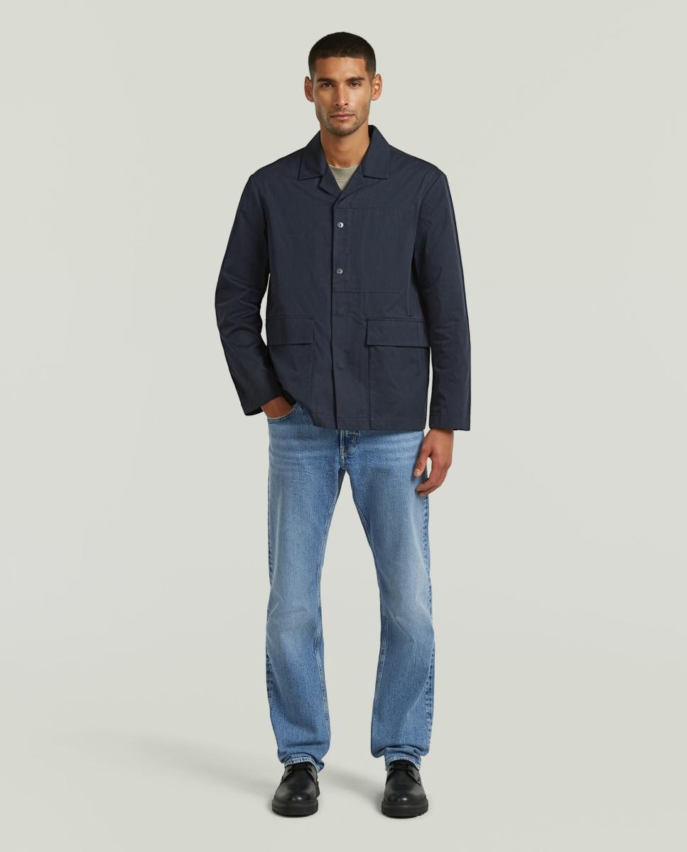 Casaco Estilo Blazer de Design Moderno e Corte Regular Azul-7