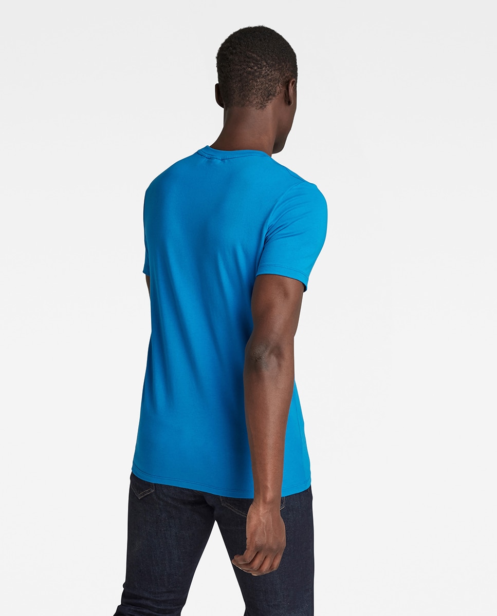 T-shirt Base Slim em Algodão Orgânico com Manga Curta Azul-2