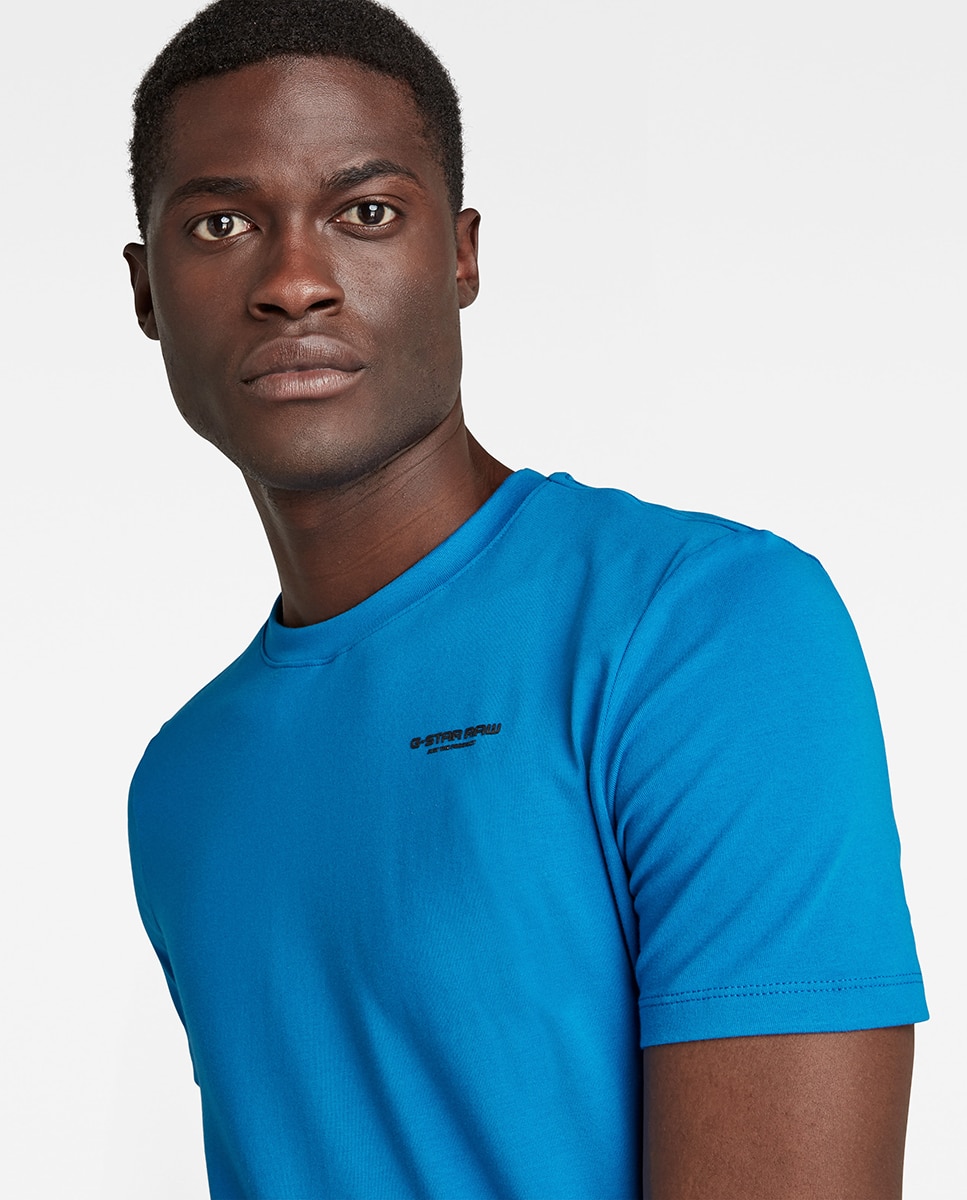 T-shirt Base Slim em Algodão Orgânico com Manga Curta Azul-3