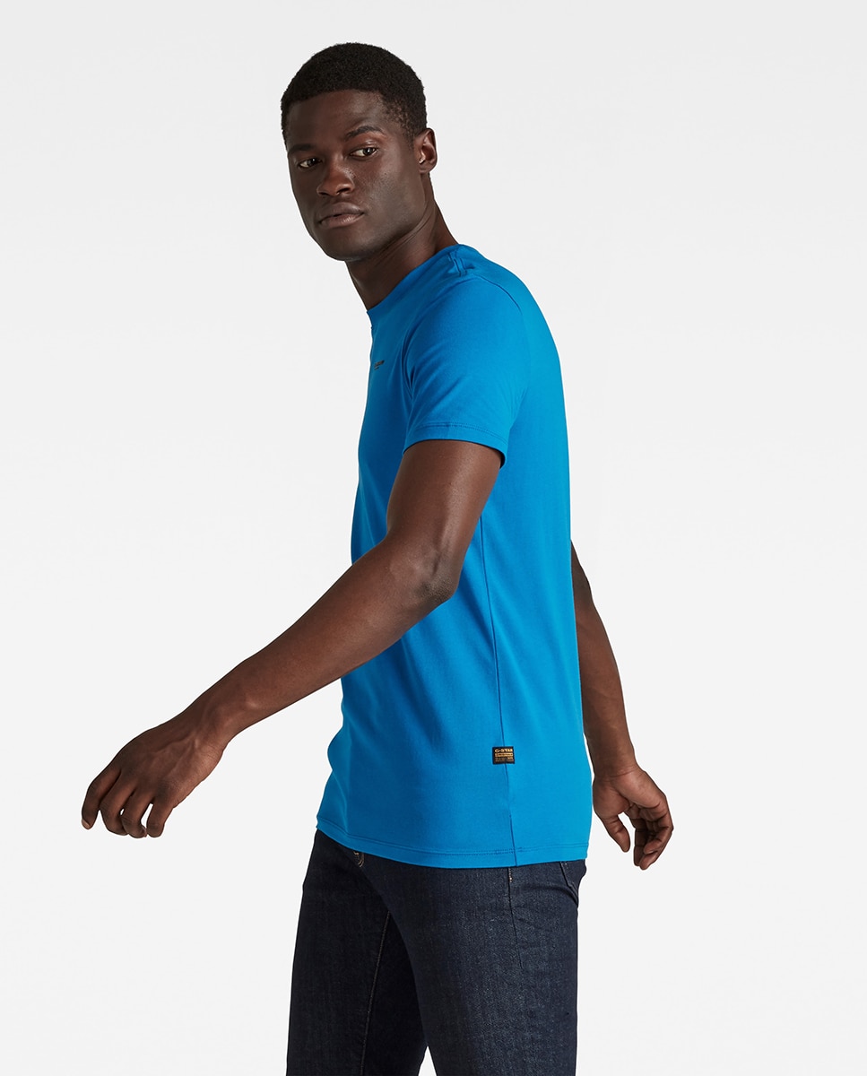 T-shirt Base Slim em Algodão Orgânico com Manga Curta Azul-4