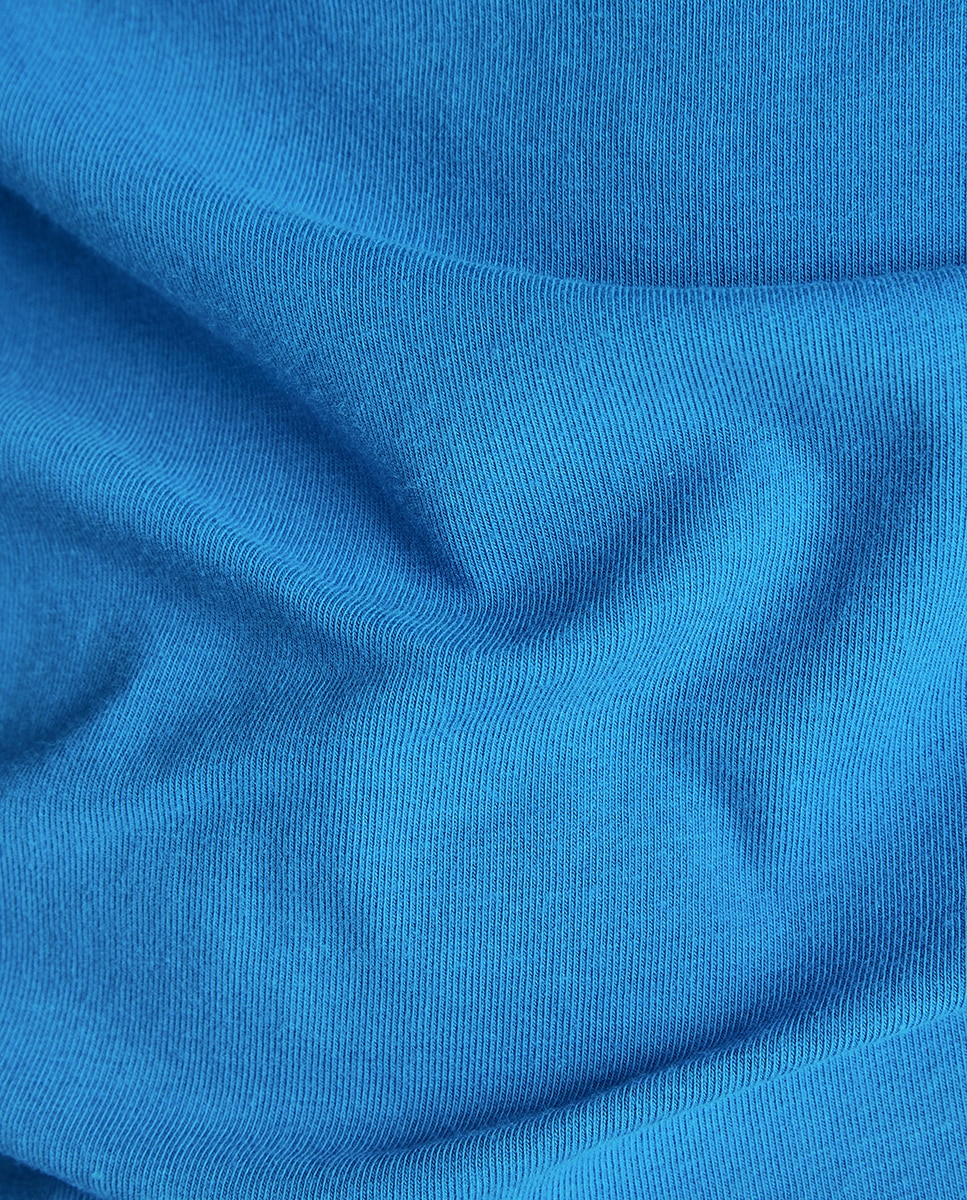 T-shirt Base Slim em Algodão Orgânico com Manga Curta Azul-5