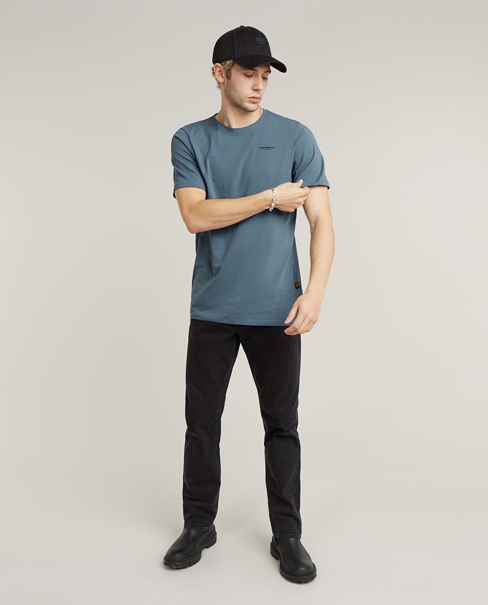 T-shirt Base Slim em Algodão Orgânico com Manga Curta Azul-7