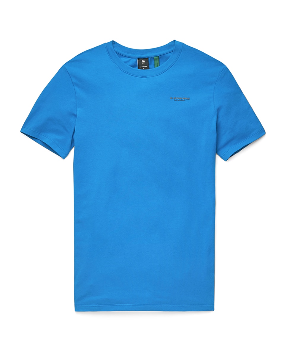 T-shirt Base Slim em Algodão Orgânico com Manga Curta Azul-6